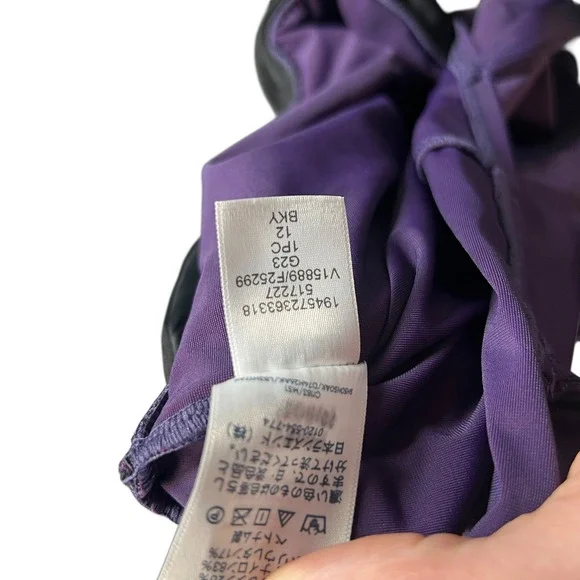 Lands End Slender Suit Purple One Piece Swimsuit Ruched V-Neck Size 12 517227 - Picture 7 of 9